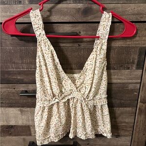 Floral Smocked Strappy Women’s Tank Top in Cream